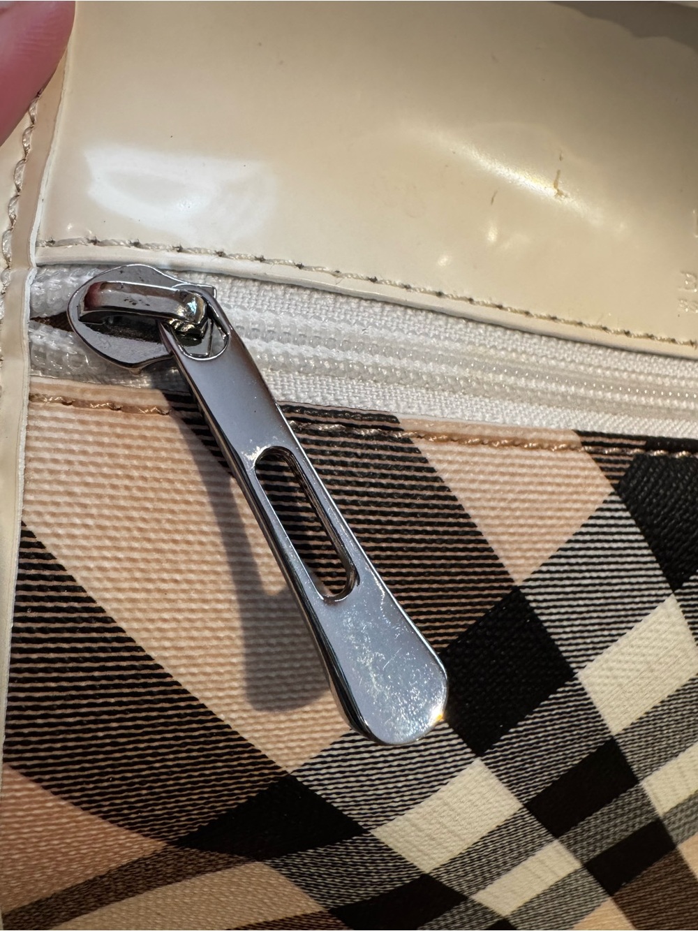 Burberry Haymarket Check Tote with Leather Trim & Dust Bag - Picture 11 of 12